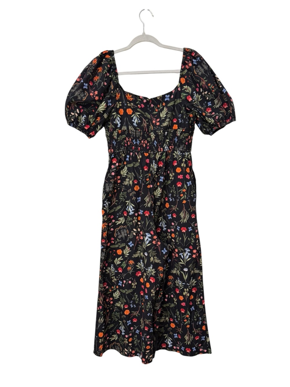 HUTCH | Anthropologie Puff-Sleeve Wide Leg Jumpsuit in Black Floral, Size Small - Picture 9 of 16